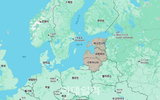 발트 3국(에스토니아·라트비아·리투아니아) (사진출처=구글지도)