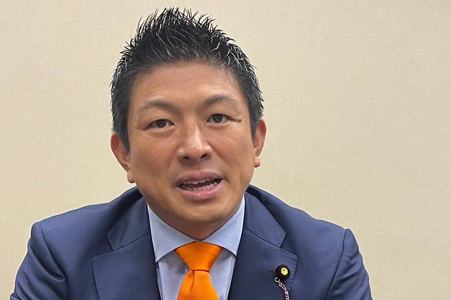 이달 2일 일본 도쿄에 있는 참의원회관에서 만난 가미야 소헤이 참정당 대표/도쿄=성호철 특파원