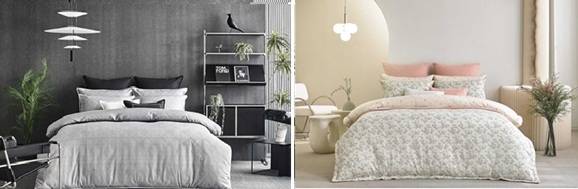 이브자리 추동 침구 신제품 ‘밸런스 그레이’(왼쪽)와 ‘드리미’.