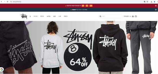 스투시 사칭 홈페이지 [한국소비자원 제공]