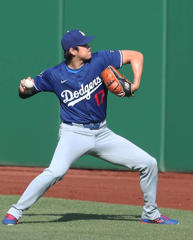 LA 다저스 오타니가 지난 3일 피츠버그전에 앞서 투구 훈련을 하고 있다. Imagn Images연합뉴스