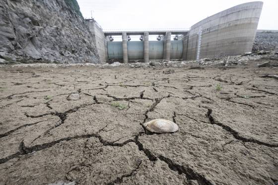 강릉지역에 극심한 가뭄 계속되는 4일 강원 강릉 오봉저수지의 바닥이 갈라져 있다. 뉴시스
