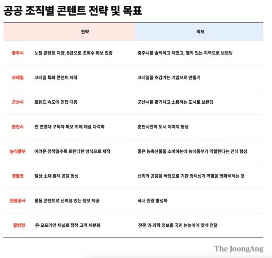 공공 조직별 콘텐트 전략 및 목표. 최승이 디자이너