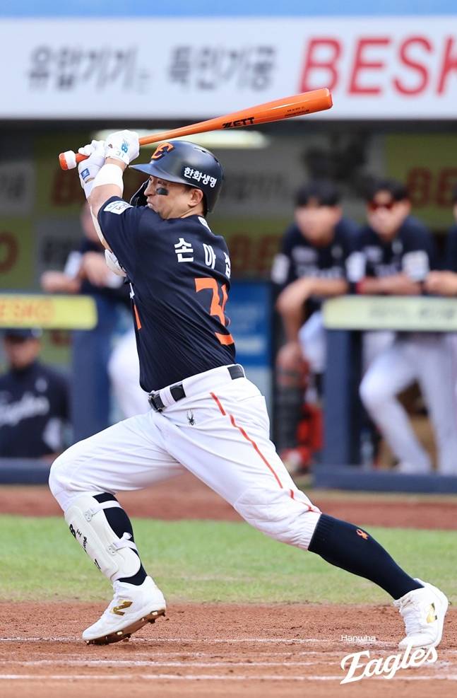 2타점을 올린 손아섭. /사진=한화 이글스