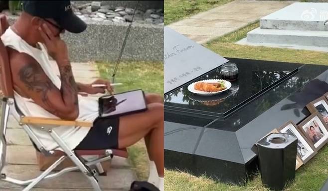 故 서희원 묘 지키는 구준엽. 사진|웨이보