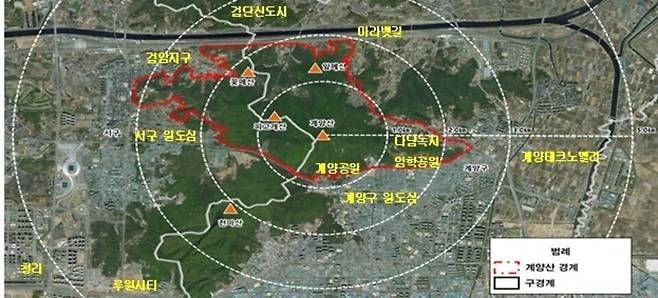 ▲&nbsp;산림휴양공원 조성이 추진되는 인천 계양산 위치도. /자료=인천시