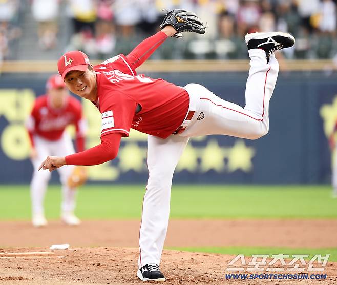 7일 서울 잠실구장에서 열린 SSG-LG전. SSG 선발투수로 마운드에 오른 김광현.  잠실=정재근 기자 cjg@sportschosun.com/2025.9.7/