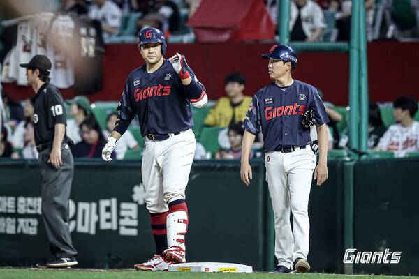 유강남(왼쪽). ⓒ롯데자이언츠