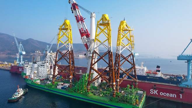 SK오션플랜트가 제작한 해상풍력 하부구조물 [회사 제공]