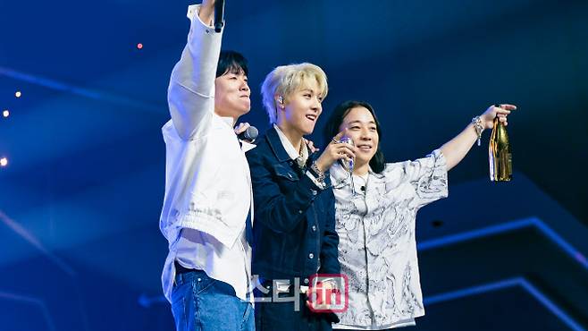 한해, 우찬, 넉살(사진=Mnet)