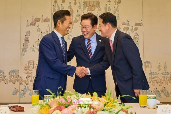 ▲8일 대통령·여야 당대표 오찬 회동. 사진=대통령실.