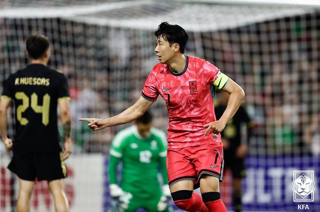 멕시코와 평가전에서 동점골을 넣은 손흥민. 사진=KFA