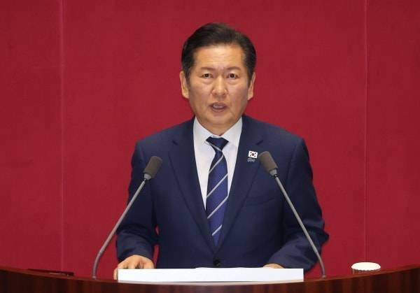 ▲정청래 더불어민주당 대표가 9일 국회 교섭단체 대표연설을 하고 있다. 사진=정청래 페이스북