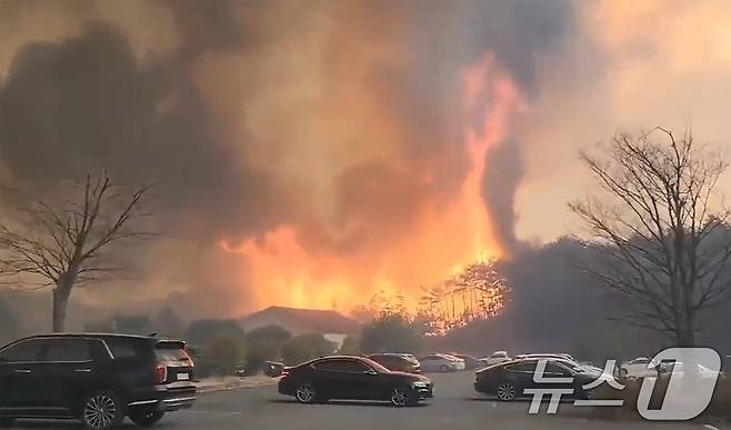 10일 보험업계에 따르면 올해 상반기 주요 손해보험사의 보험금 지급액은 27조1935억 원으로 전년 동기 대비 10.7% 증가했다. 사진은 동안동IC에 주차돼 있던 차량들이 이동하는 모습. (독자제공, 재판매 및 DB 금지) 2025.3.25/뉴스1 ⓒ News1 최창호 기자