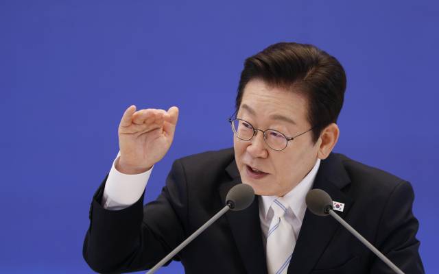 ▲이재명 대통령이 11일 청와대 영빈관에서 열린 취임 100일 기자회견에서 발언을 하고 있다. ⓒ연합뉴스