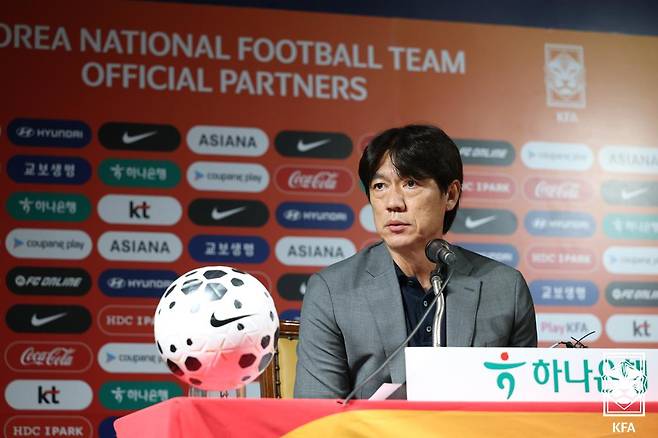 지난달 25일 미국·멕시코 평가전 명단 발표 기자회견 당시 홍명보 감독. /사진=대한축구협회 제공