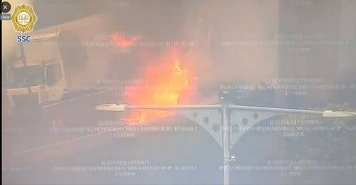 멕시코 탱크로리 화재 [멕시코시티 치안부 엑스 캡처. 재판매 및 DB 금지]