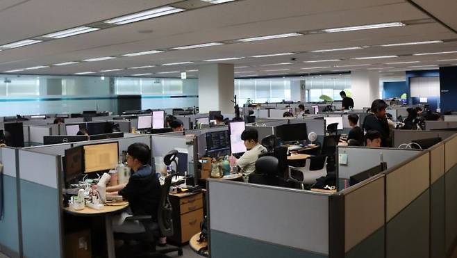 누리꿈스퀘어 6층에 위치한 파수 개발센터 사무실 전경. 파수