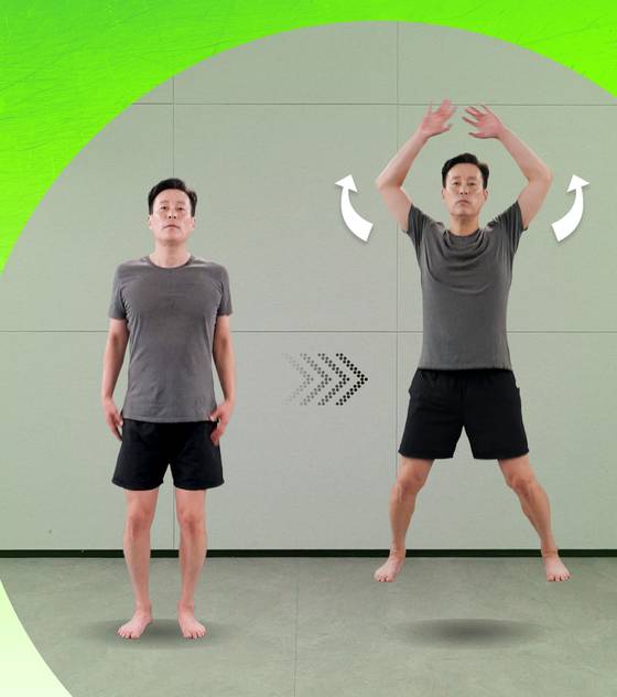 7분으로 놀라운 효과를 얻을 수 있는 운동법이 있다. 이 동작들은 군인들의 체력단련 프로그램과 비슷하다. 운동을 한번도 해보지 않은 이들을 위한 ‘순한 버전’도 있다. 이하 그래픽 박지은·이민서