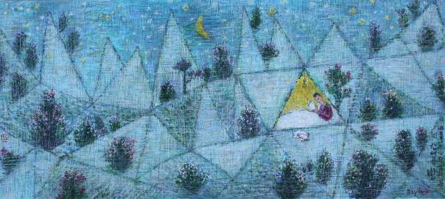 ▲ 이광택 작 ‘배롱나무·무궁화 꽃 핀 한 여름 밤’