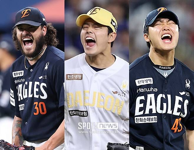 ▲ 왼쪽부터 코디 폰세, 문동주, 정우주 ⓒ 곽혜미 기자, 한화 이글스