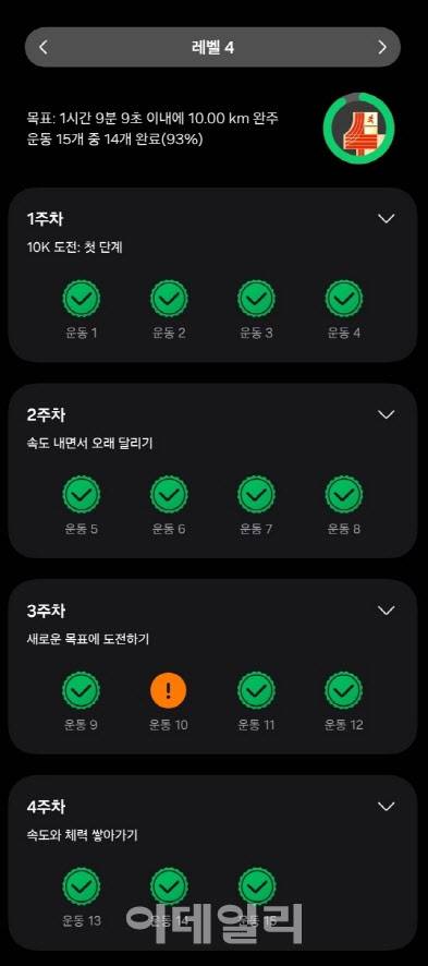 갤럭시워치8 ‘러닝코치’ 레벨4 커리큘럼