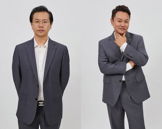 배우 백현진(왼쪽)과 김민교가 최근 서울 종로구 삼청동의 한 카페에서 <더팩트>와 쿠팡플레이 오리지널 '직장인들' 시즌2 공개 기념 인터뷰를 진행했다. /쿠팡플레이