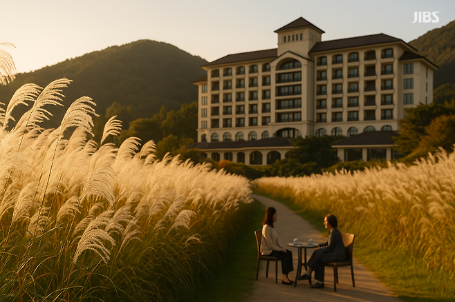 추석을 앞두고 호텔업계가 예술·웰니스·전통놀이까지 아우르며 새로운 소비 문화를 제안하는 모습을 상징적으로 담은 이미지.