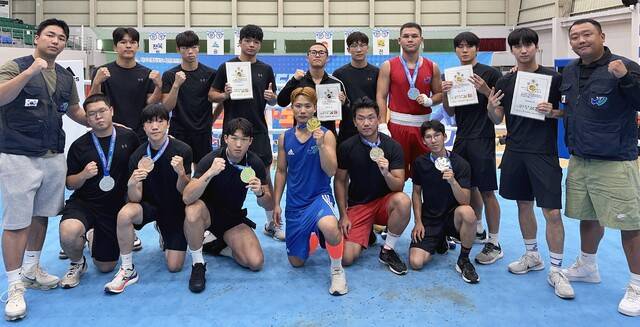 ▲ 우석대학교(총장 박노준) 진천캠퍼스 스포츠단 소속 복싱팀이 '제55회 대통령배 전국시도복싱대회'에서 종합 2위를 차지했다 ／ 우석대학교 제공