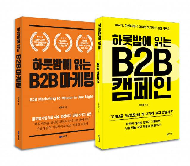 정민아 앨리슨하이퍼앰 대표가 신간 '하룻밤에 읽는 B2B 캠페인(오른쪽)'을 출간했다. (사진=앨리슨하이퍼앰)