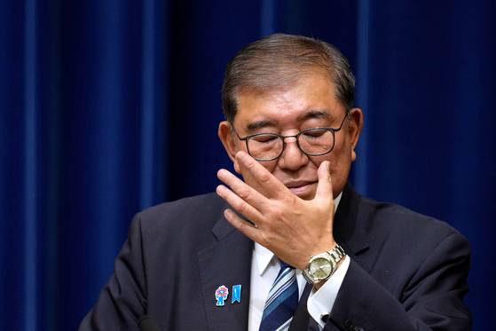 7일 긴급 기자회견을 열고 사퇴 표명을 한 이시바 시게루 일본 총리. 이시바 총리는 미국과의 무역 협상을 마무리한 뒤 사임을 표명했다. 로이터=연합뉴스