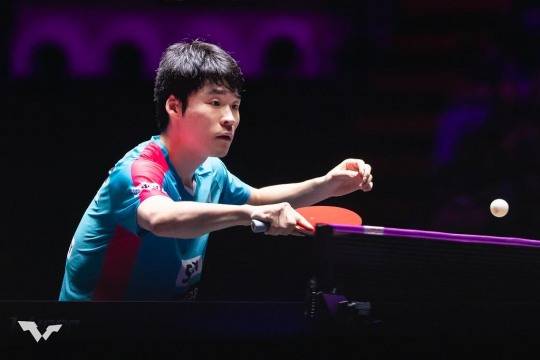장우진의 WTT 마카오 챔피언스 경기 장면. 사진[연합뉴스]
