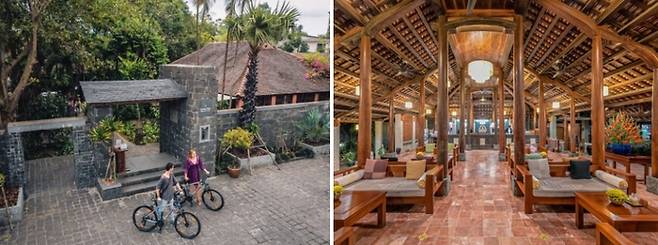 필그리미지 빌리지 입구 모습과 로비 / 사진=필그리미지 빌리지