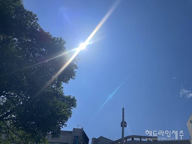 15일 오후 1시, 맑게 개인 하늘.