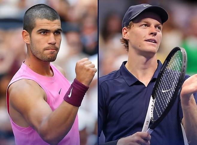 카를로스 알카라스와 야니크 시너. 사진/US오픈