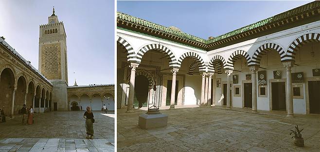 튀니스에서 가장 오래되고 규모가 큰 지투나 모스크, 오스만시대의 기념물 중 하나인 슬리마니아 마드라사