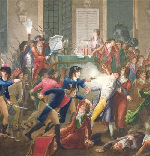 프랑스 혁명 당시 반대파에 의해 숙청되는 로베스피에르 일파 모습을 묘사한 그림.