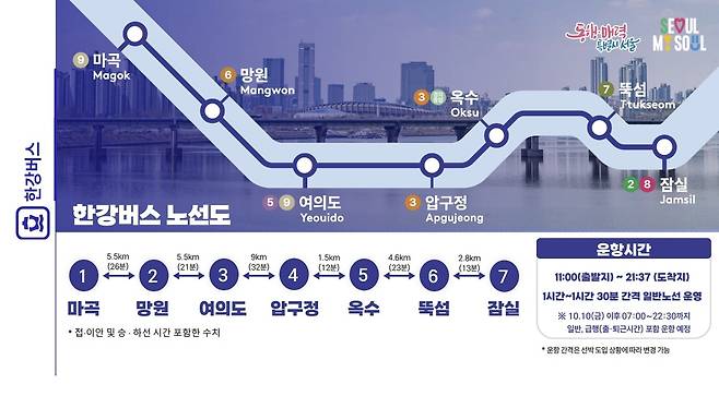 한강버스 노선도 [서울시 제공. 재판매 및 DB 금지]