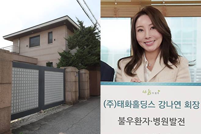 고(故) 이건희 삼성전자 선대회장의 이태원 단독주택(왼쪽). 강나연 태화홀딩스 회장(오른쪽)이 해당 주택을 미성년자인 자녀와 공동 명의로 매입했다. /사진=연합뉴스, 서울아산병원