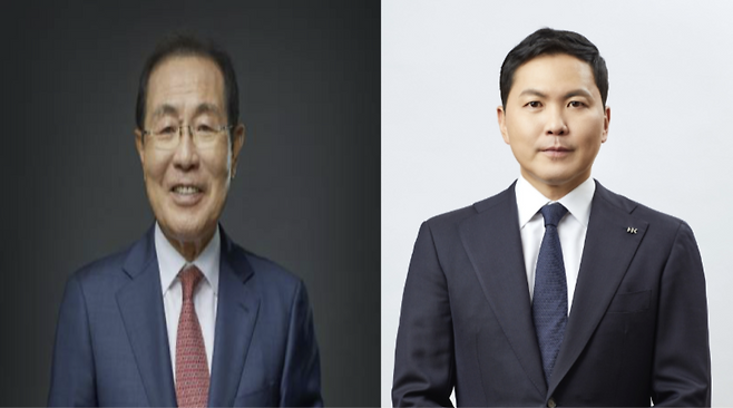 윤동한 한국콜마 회장(왼쪽)·윤상현 콜마홀딩스 부회장(오른쪽) 모습. [한국콜마·콜마홀딩스 제공]