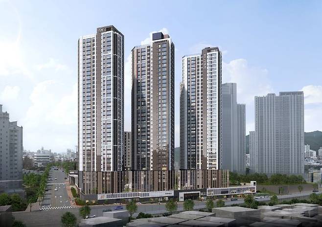 [서울=뉴시스] 현대건설이 부산 부산진구 가야동에 조성하는 '힐스테이트 가야' 1단지 투시도. 2025.09.16. (자료=현대건설 제공) photo@newsis.com  *재판매 및 DB 금지