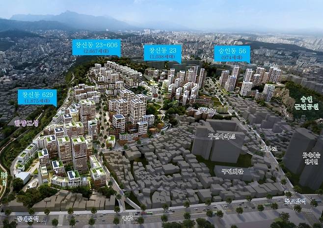 서울 종로구 창신·숭인동 일대 정비사업 조감도. <제공=서울 종로구>