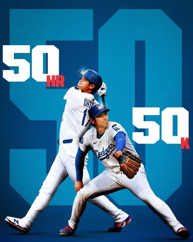 메이저리그 역사상 최초 50홈런-50탈삼진을 기록한 오타니 쇼헤이./MLB SNS