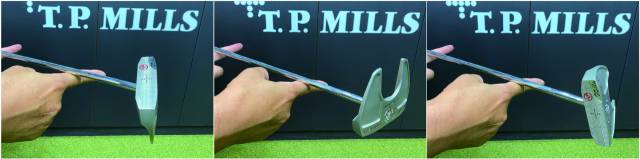 일반 퍼터나 다른 제로 토크 퍼터와 달리 티피밀스 제로 토크 퍼터는 밸런스가 한쪽으로 치우져 있지 않다. 손가락에 걸진 채 밸런스를 측정하면 헤드가 한 방향으로 쏠리지 않는 걸 확인할 수 있다. 김세영 기자