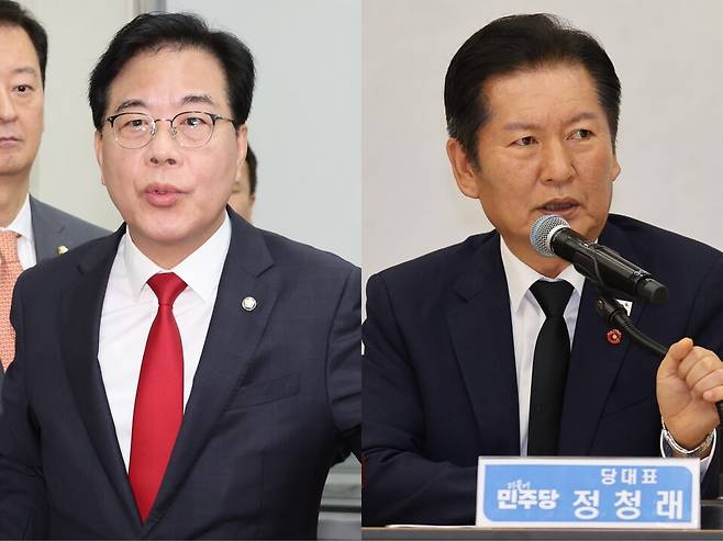 송언석 국민의힘 원내대표(왼쪽), 정청래 더불어민주당 당대표 ⓒ연합뉴스