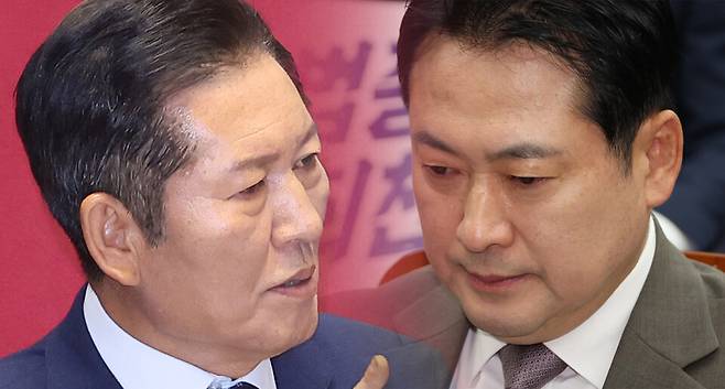 왼쪽은 정청래 더불어민주당 대표가 9월9일 국회 교섭단체 대표연설에서 발언하고 있다. 오른쪽은 장동혁 국민의힘 대표가 9월16일 국회에서 열린 당 의원총회에 참석해 생각에 잠겨 있는 모습이다. ⓒ연합뉴스