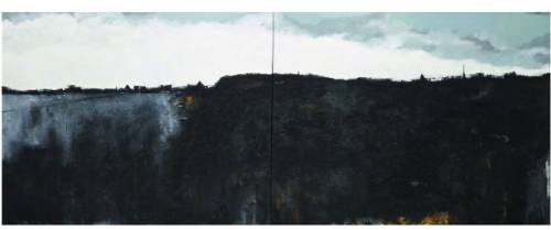 ◇최법진 作, ‘고원별곡’, 캔버스에 석탄가루, 324.4X130.3cm.