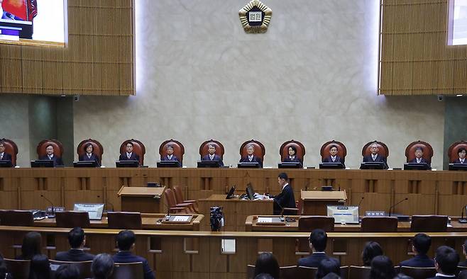 사법개혁 최대 쟁점으로 대법관 증원이 추진되는 가운데 최근 대법원 대법정 모습. 연합뉴스&nbsp;