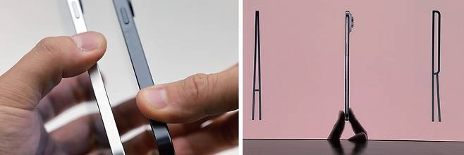 삼성전자가 5월13일 공개한 '갤럭시 S25 엣지'(왼쪽 사진), 애플이 9월9일 공개한 '아이폰 에어' ⓒ연합뉴스