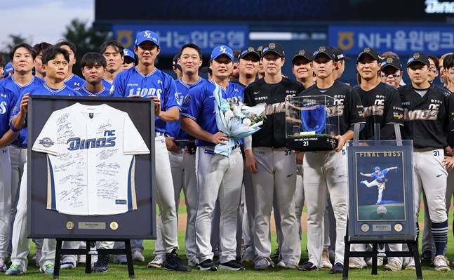 18일 창원NC파크에서 오승환의 은퇴투어 행사가 열리고 있다. /사진=삼성 라이온즈 제공
